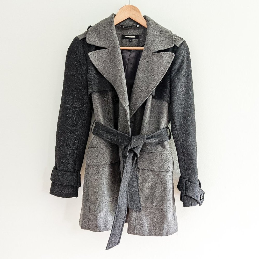 Attitude by Jay Manual Two-tone Grey Wool Blend Coat, Size 8